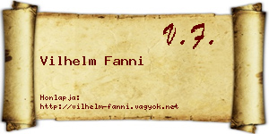 Vilhelm Fanni névjegykártya